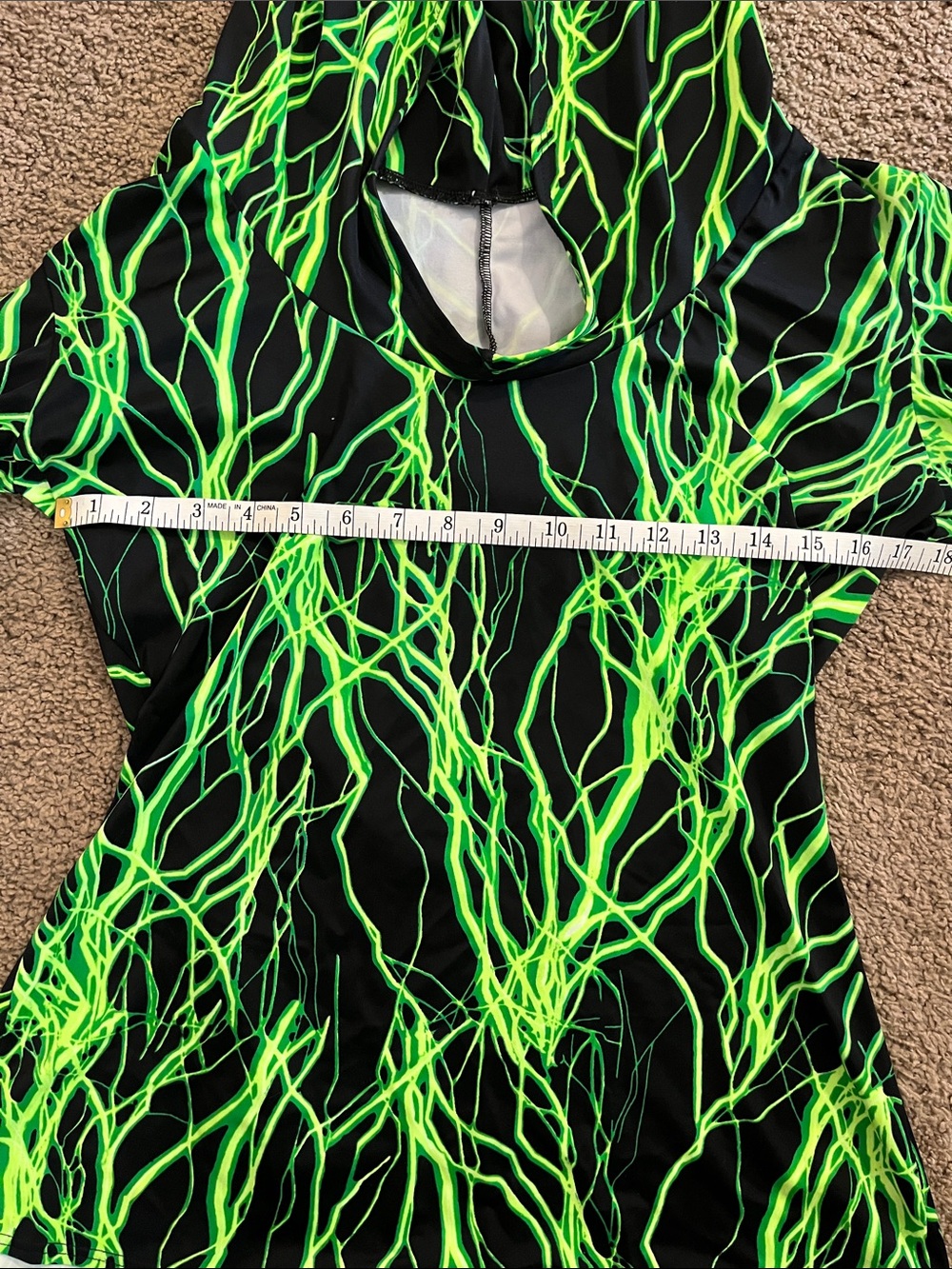 Coquetry Clothing Neon UV Green Lightning Print Long Sleeve Hoody Romper - Picture 4 of 9